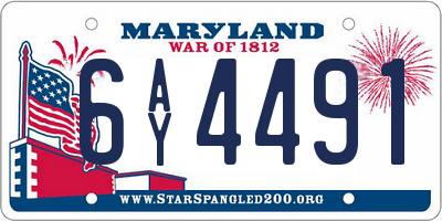 MD license plate 6AY4491