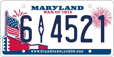 MD license plate 6AY4521