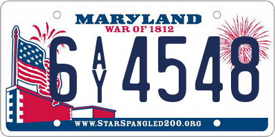 MD license plate 6AY4548