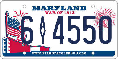 MD license plate 6AY4550