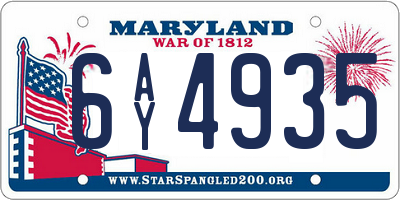 MD license plate 6AY4935