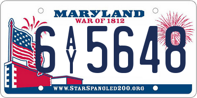 MD license plate 6AY5648