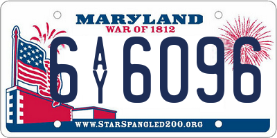 MD license plate 6AY6096
