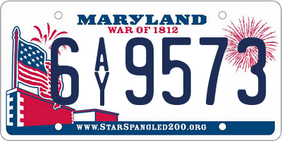 MD license plate 6AY9573