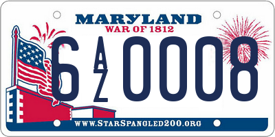 MD license plate 6AZ0008