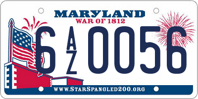 MD license plate 6AZ0056