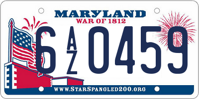 MD license plate 6AZ0459