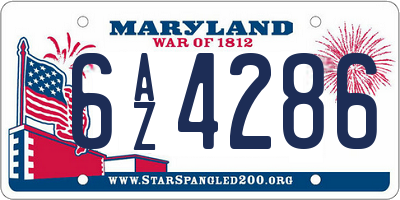 MD license plate 6AZ4286
