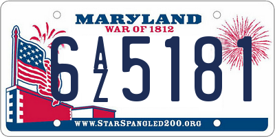 MD license plate 6AZ5181