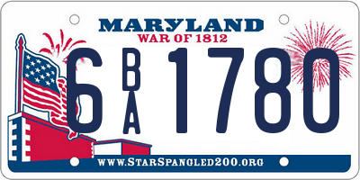 MD license plate 6BA1780