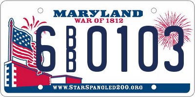 MD license plate 6BB0103