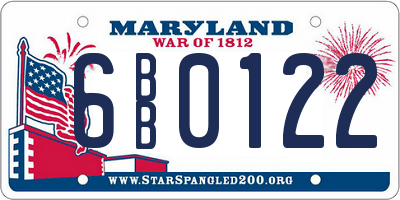 MD license plate 6BB0122
