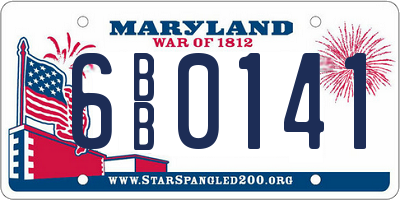 MD license plate 6BB0141