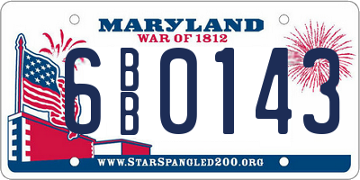 MD license plate 6BB0143