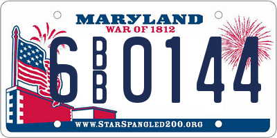 MD license plate 6BB0144