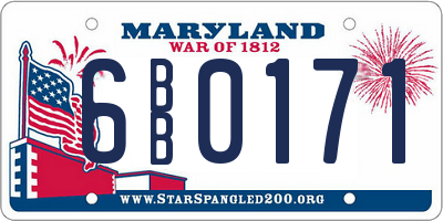 MD license plate 6BB0171