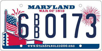 MD license plate 6BB0173