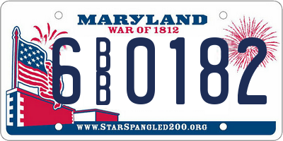 MD license plate 6BB0182