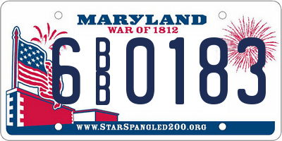 MD license plate 6BB0183