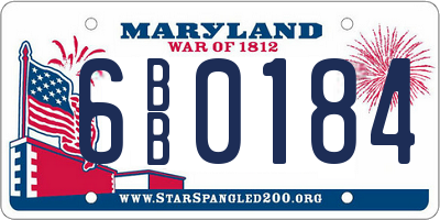 MD license plate 6BB0184