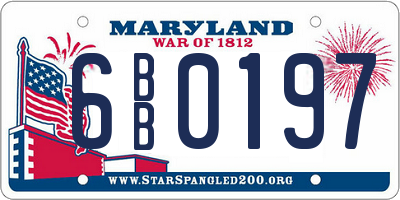MD license plate 6BB0197
