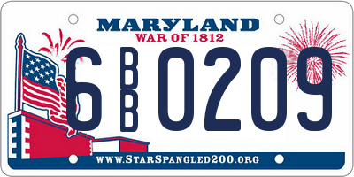 MD license plate 6BB0209