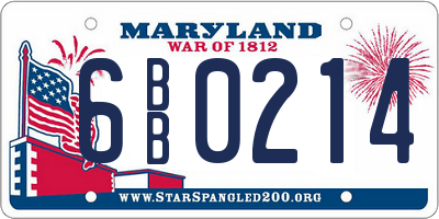 MD license plate 6BB0214