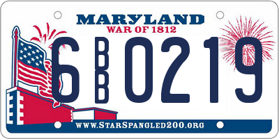 MD license plate 6BB0219