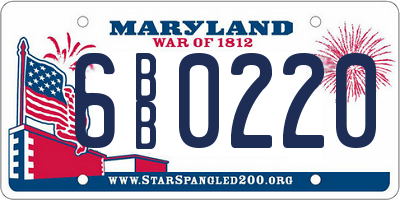 MD license plate 6BB0220