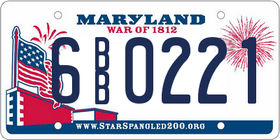 MD license plate 6BB0221