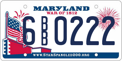 MD license plate 6BB0222