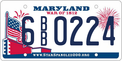 MD license plate 6BB0224