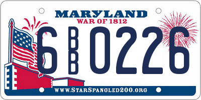 MD license plate 6BB0226