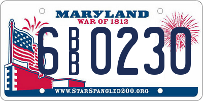 MD license plate 6BB0230