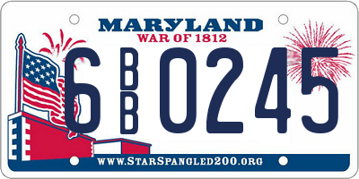 MD license plate 6BB0245