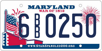 MD license plate 6BB0250