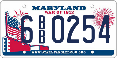 MD license plate 6BB0254