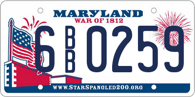 MD license plate 6BB0259