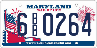 MD license plate 6BB0264