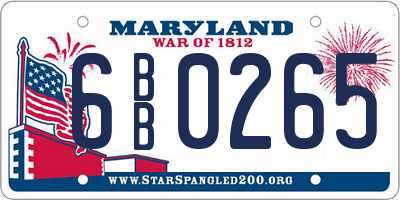 MD license plate 6BB0265