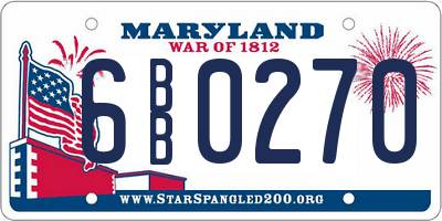MD license plate 6BB0270