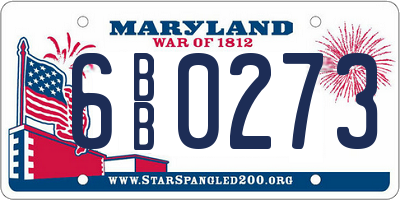MD license plate 6BB0273