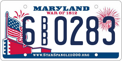 MD license plate 6BB0283