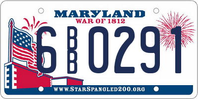 MD license plate 6BB0291