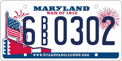 MD license plate 6BB0302