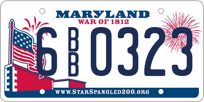 MD license plate 6BB0323