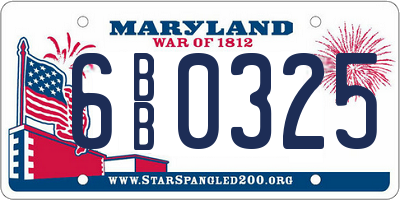 MD license plate 6BB0325