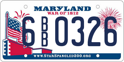 MD license plate 6BB0326
