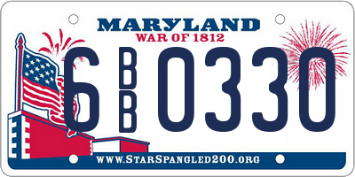 MD license plate 6BB0330