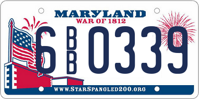 MD license plate 6BB0339